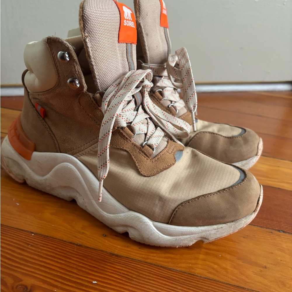Sorel Brown and Orange High-Top Sneakers